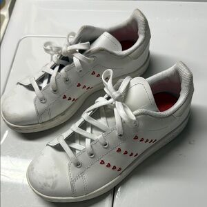 Adidas Girls Stan Smith Sneakers with Red Hearts